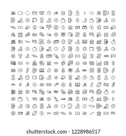 Set of premium finance icons in line style. High quality outline symbol collection of money. Modern linear pictogram pack of investments. 