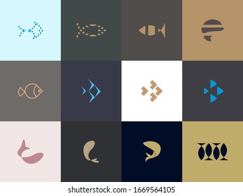 set of Premium fish logo design. Abstract icon fish vector illustration