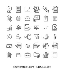 Set of premium freelance icons in line style. High quality outline symbol collection of business. Modern linear pictogram pack of management. 