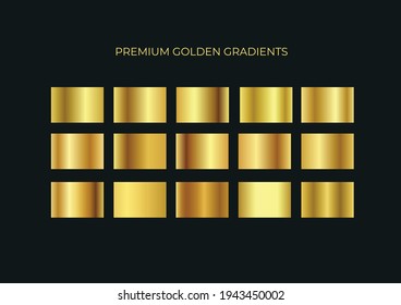 Juego de gradiente de oro premium sobre fondo negro  