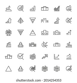 Set of premium growth icons in line style. High quality outline symbol collection of graph. Modern linear pictogram pack of diagram. Stroke vector illustration on a white background.
