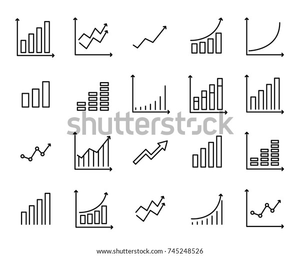 Set of\
premium growth icons in line style. High quality outline symbol\
collection of graph. Modern linear pictogram pack of diagram.\
Stroke vector illustration on a white\
background.