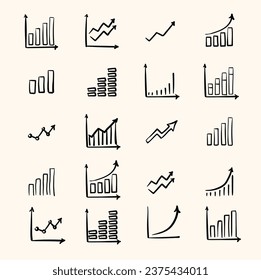 Set of premium growth line art doodles in doodle style High quality doodle symbols graphic collection. Modern linear pictogram pack of diagrams.