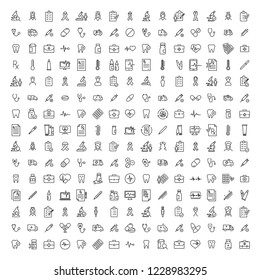 Set of premium healthcare icons in line style. High quality outline symbol collection of medical. Modern linear pictogram pack of health.  - Shutterstock ID 1228983295