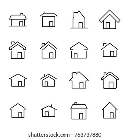 Set of premium home icons in line style. High quality outline symbol collection of house. Modern linear pictogram pack of period. Stroke vector illustration on a white background.