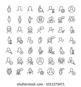 Set of premium human icons in line style. High quality outline symbol collection of user. Modern linear pictogram pack of period. Stroke vector illustration on a white background.