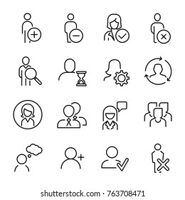 Set of premium human icons in line style. High quality outline symbol collection of user. Modern linear pictogram pack of period. Stroke vector illustration on a white background.