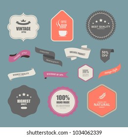 Set of premium label for design vintage style. Banner vector flat design.