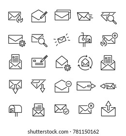 Set of premium letter icons in line style. High quality outline symbol collection of mail. Modern linear pictogram pack of period. Stroke vector illustration on a white background.