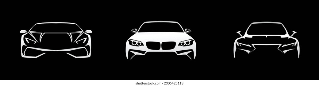 set of premium luxury escort garage showroom services, car wash and auto detailing logo vectors with car outlines