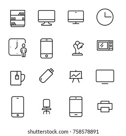 Set of premium office icons in line style. High quality outline symbol collection of business. Modern linear pictogram pack of work. 