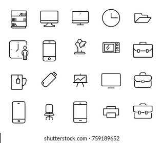 Set of premium office icons in line style. High quality outline symbol collection of business. Modern linear pictogram pack of work. 