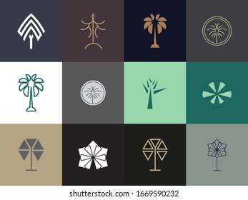 set of Premium palm logo design. abstract icon palm vector illustration