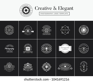 Set of premium photography emblems, badges, labels, logo designs. Photography logo template