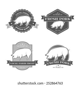 Set of premium pork meat labels.Vector quality pork badges and labels for any use.