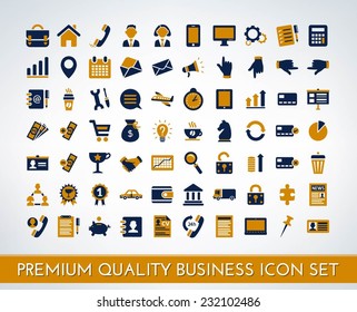 Set of premium quality business vector icons (blue and orange)