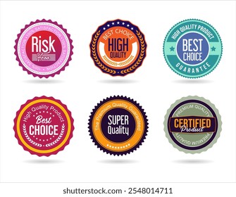 Conjunto de insignias de Vector de colores de calidad premium ilustración de stock 