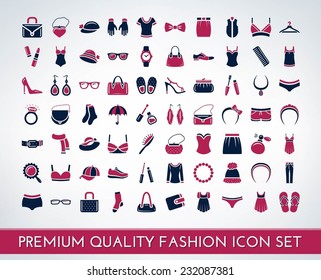 Set of premium quality fashion and cosmetics icons