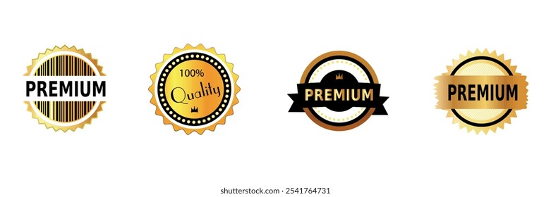 Set of premium quality golden badges and labels