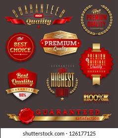 Set of premium & quality golden labels, signs and emblems