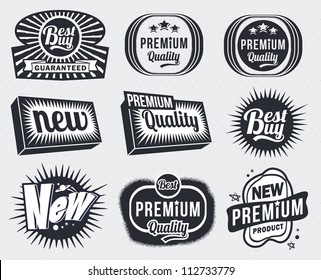 Set of Premium Quality and Guarantee Labels - retro vintage styled design