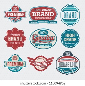 Set of premium quality guarantee labels and badges - retro design