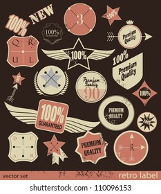 Set of Premium Quality and Guarantee retro Labels with retro vintage styled design