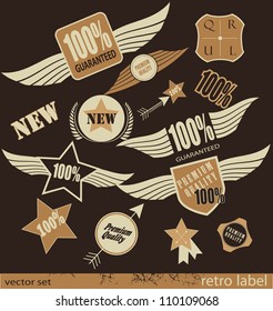 Set of Premium Quality and Guarantee retro Labels with retro vintage styled design