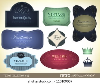 Set of Premium Quality and Guarantee vintage Labels and sticker with retro vintage styled design, vector