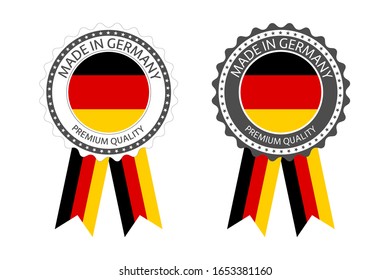 Set of premium quality labels with German flag, Made in Germany icons, top quality badges with German colors for your infographic and template