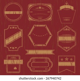 Set of premium quality labels. Retro Design. Grunge background       