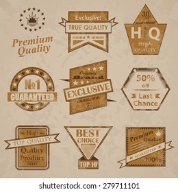 Set of premium quality labels. Retro Style and Original design. Grunge effect        