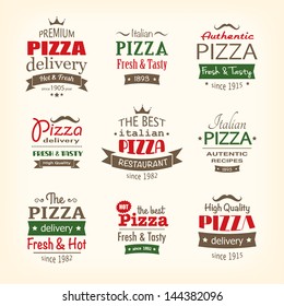 set of premium quality pizza labels eps8