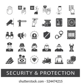 Conjunto de iconos de seguridad y protección de calidad superior. Colección de iconos de seguridad web. 
