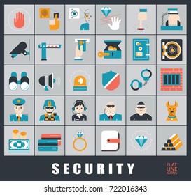Set of premium quality security and protection icons. Collection of web safety icons. 