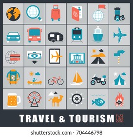 Set of premium quality travel and tourism icons. Collection of icons.for travel, journey, vacation, trips, means of transport. Info graphics elements collection. 