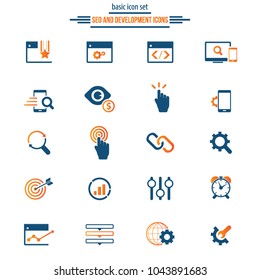 Set of premium quality Vector SEO Search Engine Optimisation Elements and Icons Illustration can be used for any project.