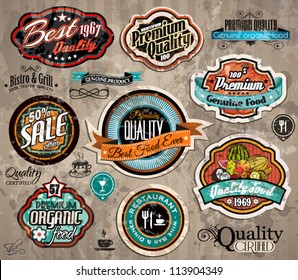 Set of Premium Quality Vintage Label with high contrast colors and water drops. Old style and distressed look,