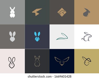 set of Premium rabbit logo colorful design