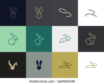 set of Premium rabbit logo colorful design