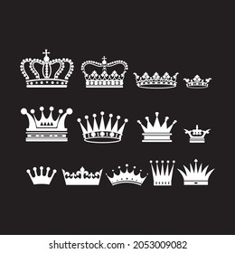 set of premium retro vintage and gold crown - logo design vector template