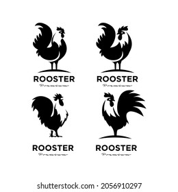 set premium Rooster black logo design