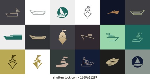 Set of Premium Ship logo with modern concept. ship icon vector illustration