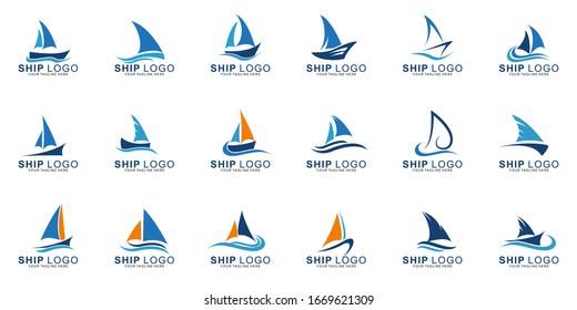 Set von Premium Ship Logo mit modernem Konzept. Vektorillustration des Schiffssymbols