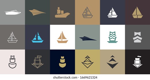 Set of Premium Ship logo with modern concept. ship icon vector illustration