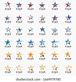 Conjunto de diseño del logotipo de estrella Premium. Plantilla vectorial de estrella de icono abstracto