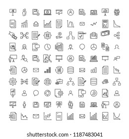 Set of premium teamwork icons in line style. High quality outline symbol collection of management. Modern linear pictogram pack of business. 