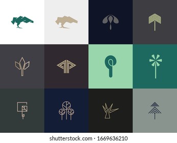 set of Premium tree logo design. Abstract tree icon vector illustration