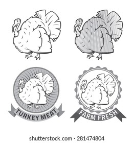 Set of premium turkey meat logo and design elements