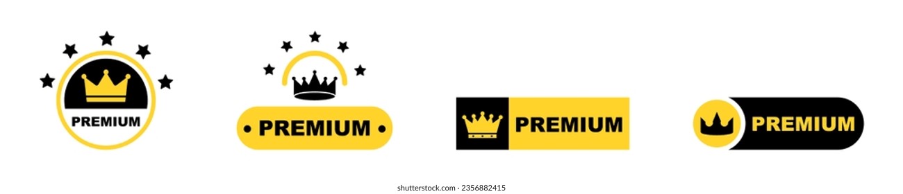 Set of premium vector labels. Premium stamp with crown and stars. Best or luxury badge. 